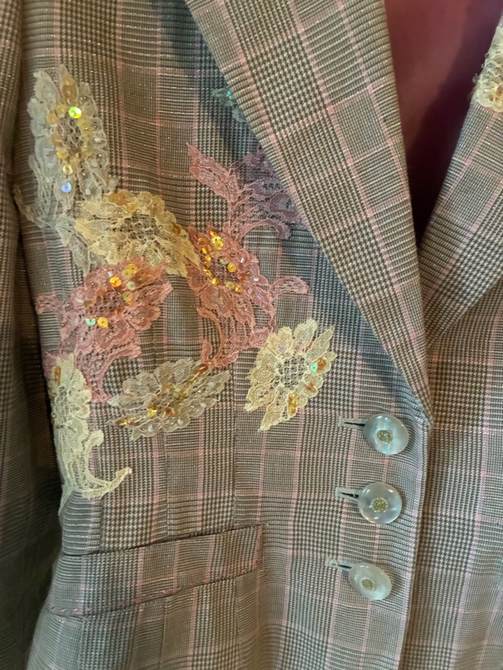 Allen by Allen Schwartz Embroidered Plaid Blazer - EUC Size 6 - Picture 7 of 8